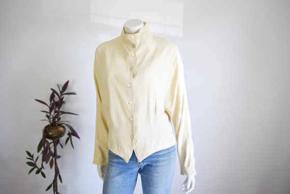 1980s Cream Button Up Blouse - S/M - image 1