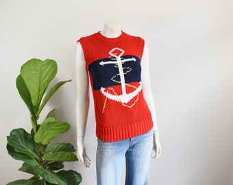 1970s Anchor Novelty Sweater Vest - S