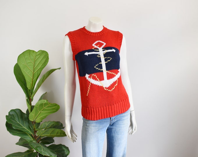 1970s Anchor Novelty Sweater Vest - S