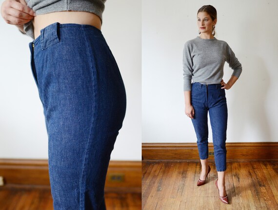 1960s Dark Blue Denim Pedal Pushers - XS/S