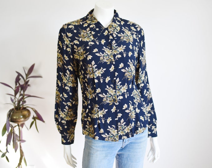 1990s Laura Ashley Floral Blouse - S/M