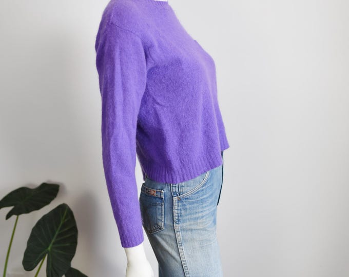 80s Purple Wool and Angora Sweater - S