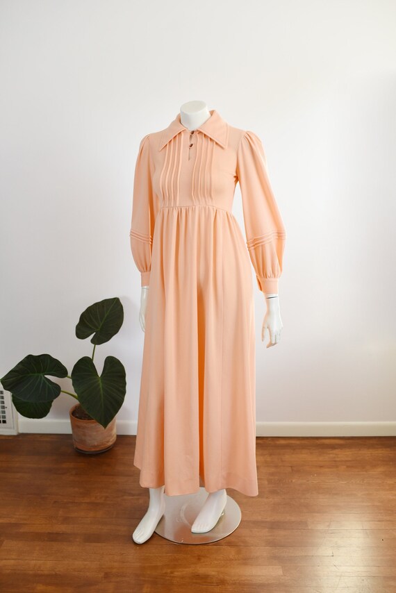 1970s Handmade Peach Maxi Dress - XXS