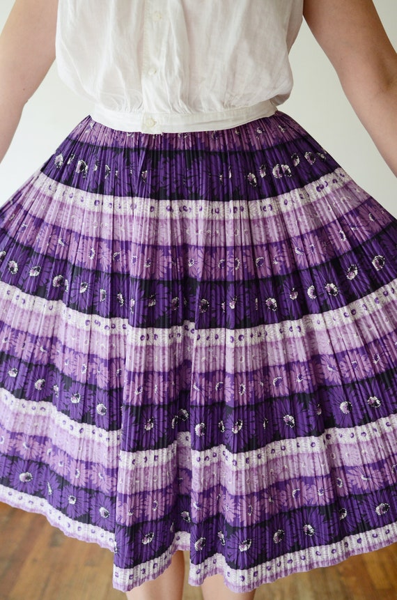 1950s Purple Pleated Skirt - XS/S - image 10