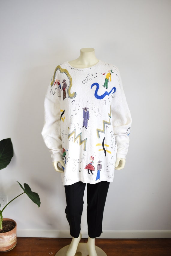 80s Handpainted Novelty Sweater - L/XL