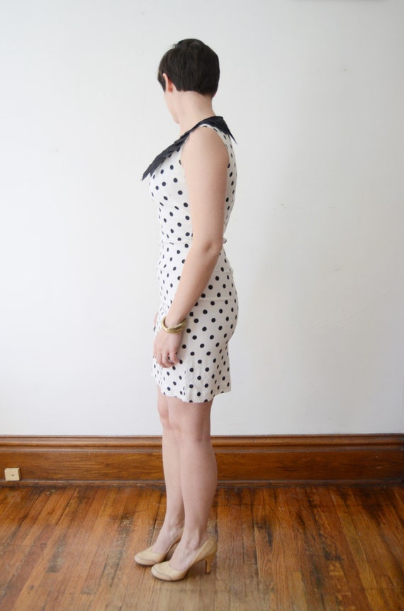 1960s Black and White Polka Dot Dress - XS/S - image 4