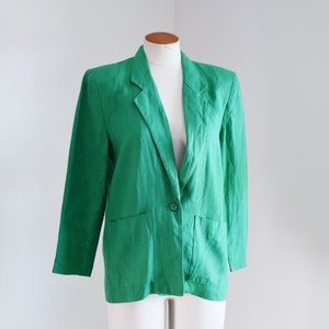 90s Kelly Green Linen Blazer - S