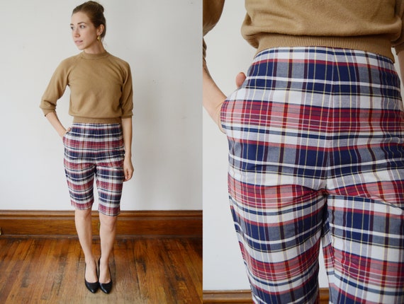 1950s Plaid Capri Pants XS - Etsy