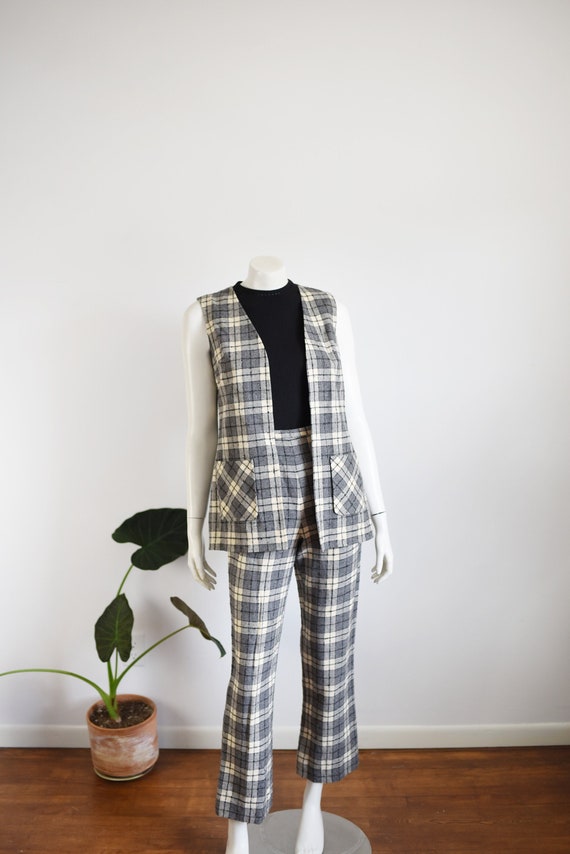 Pendleton 1970s Plaid Vest and Pants - S