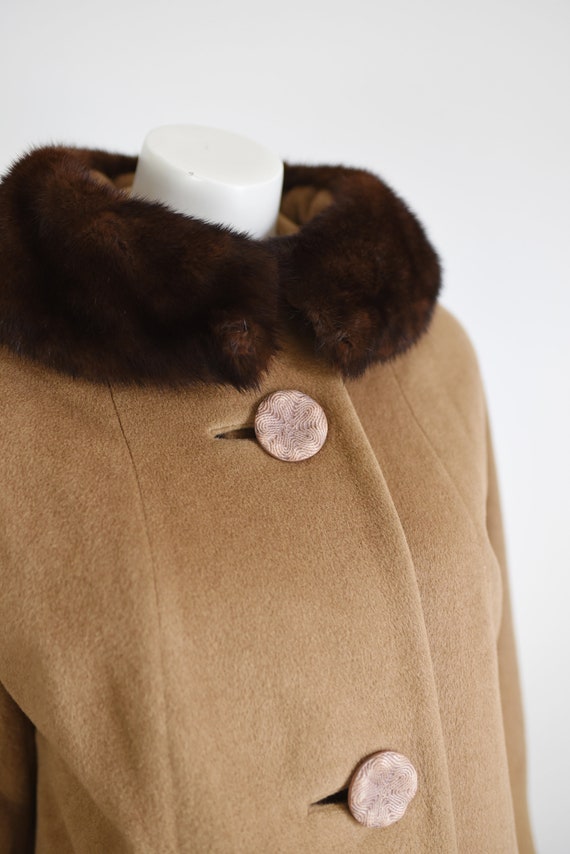 1950s Jacobsons Brown Wool Coat with Mink Collar … - image 4