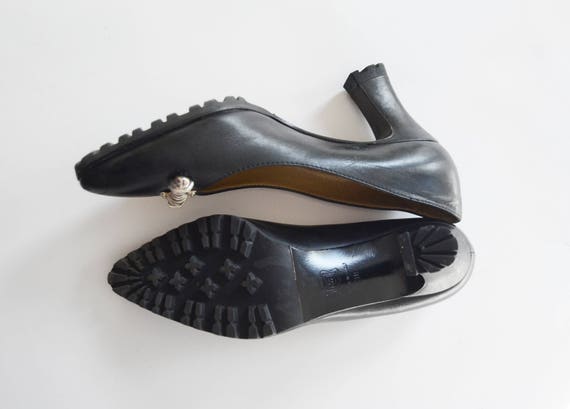 1980s/1990s Black GIANNI VERSACE Leather Heels - image 8