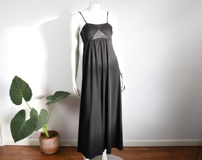 1970s Black Disco Maxi Dress - XS