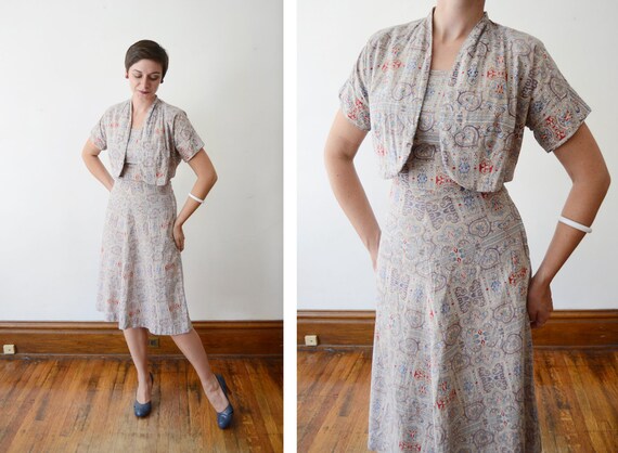 1940s Sundress and Bolero Set - S