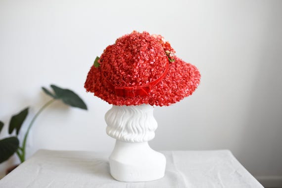 1950s Red Platter Hat