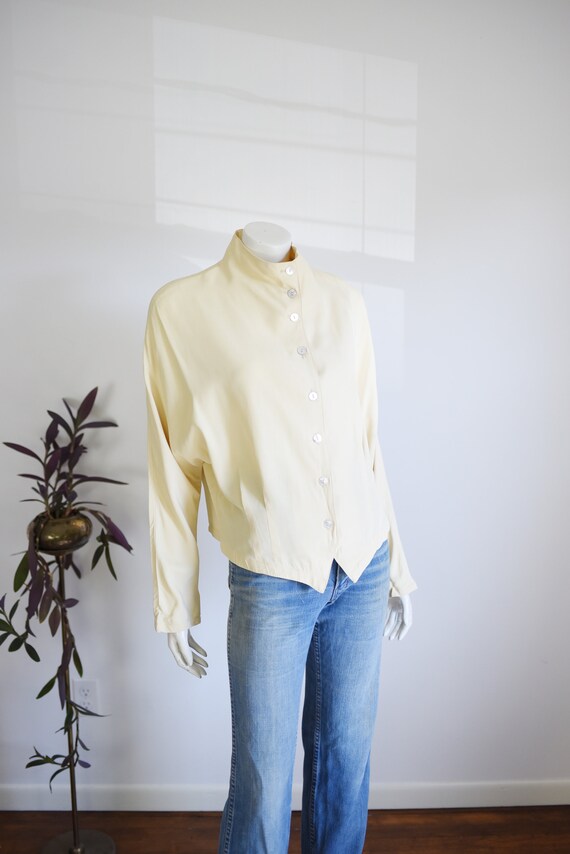 1980s Cream Button Up Blouse - S/M - image 5