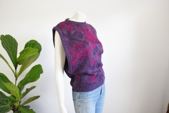 1980s Mohair Floral Sweater Vest - M - image 5