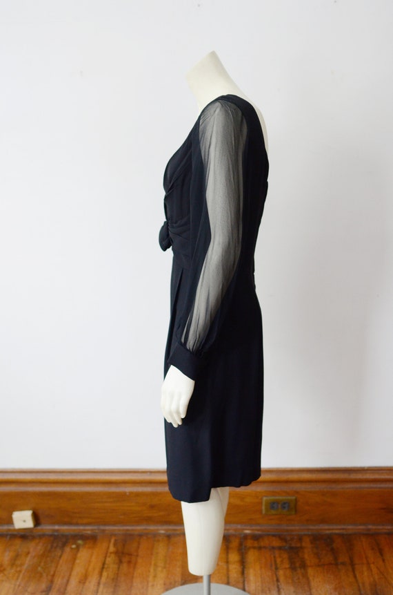 1960s Black Cocktail Dress - S - image 6