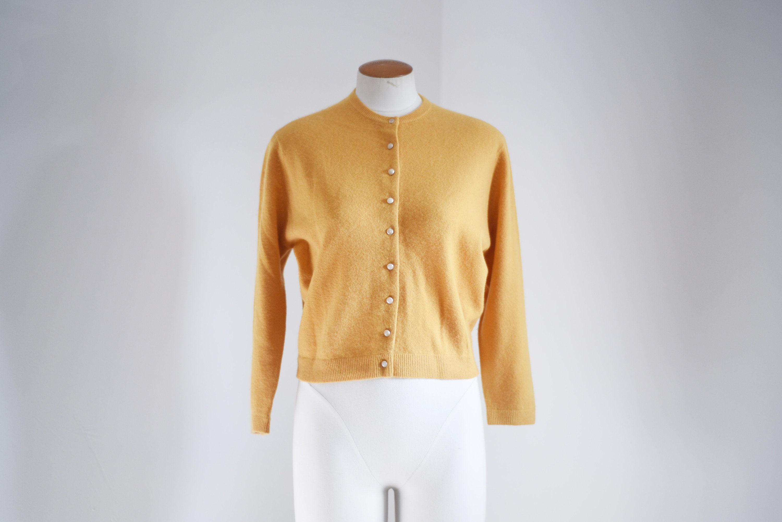60s Mustard Cashmere Cardigan - S/M