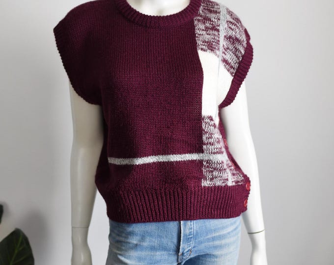 1980s Maroon Sweater Vest - L