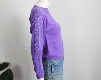 1980s Purple Beaded Sweater - M