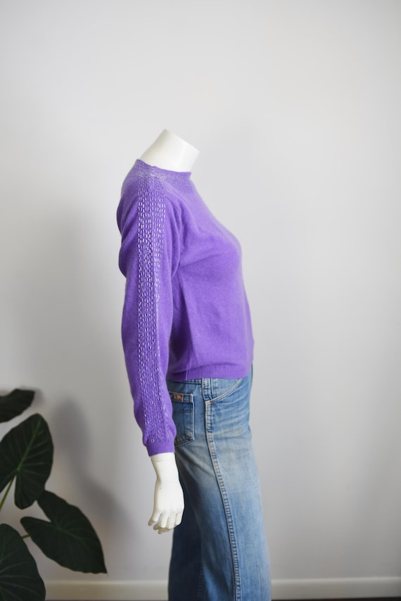1980s Purple Beaded Sweater - M