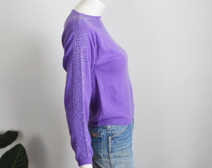 1980s Purple Beaded Sweater - M