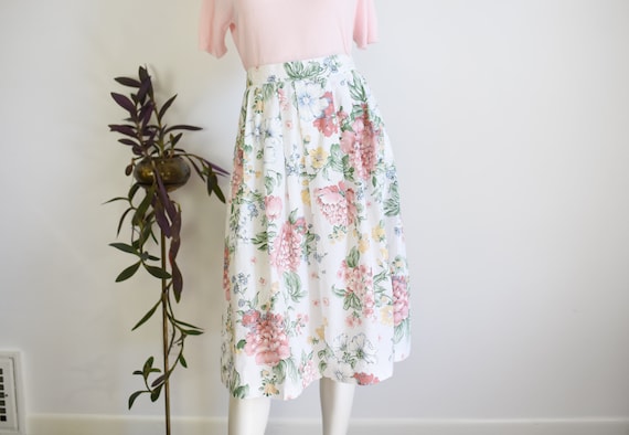 SALE 1980s Floral Cotton Skirt - M