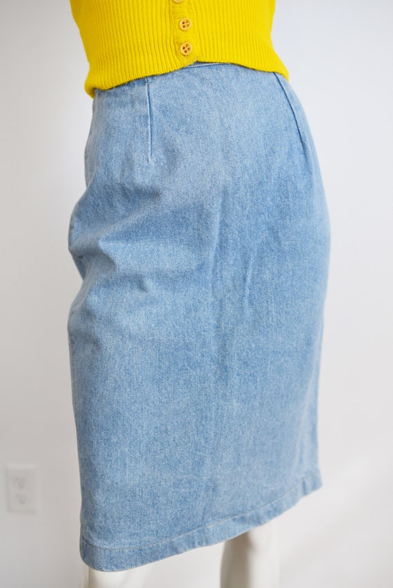 1980s Light Blue Denim Skirt - XS - image 4
