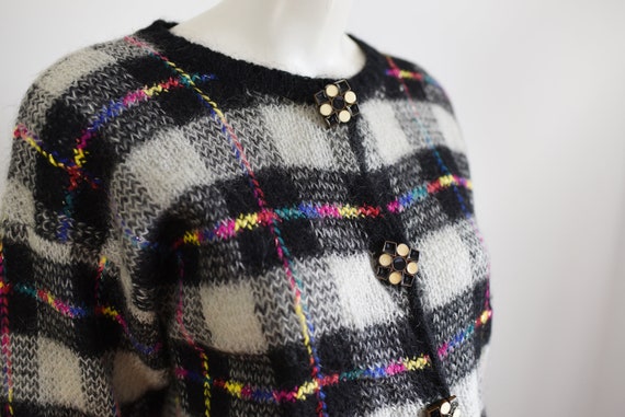 90s Plaid Mohair Cropped Cardigan - S/M - image 4