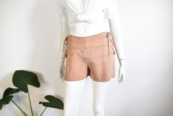 1970s Pink Suede Shorts - S - image 3