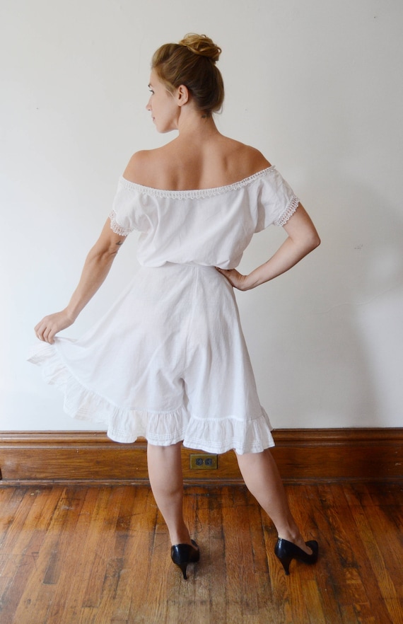 1910s Marcella Skirt Drawer - White Cotton Bloome… - image 5