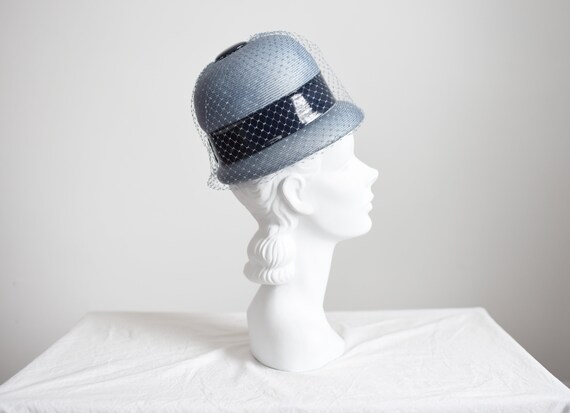 1960s Blue Straw Bubble Hat - image 4