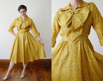 1950s Yellow Party Dress - S/M