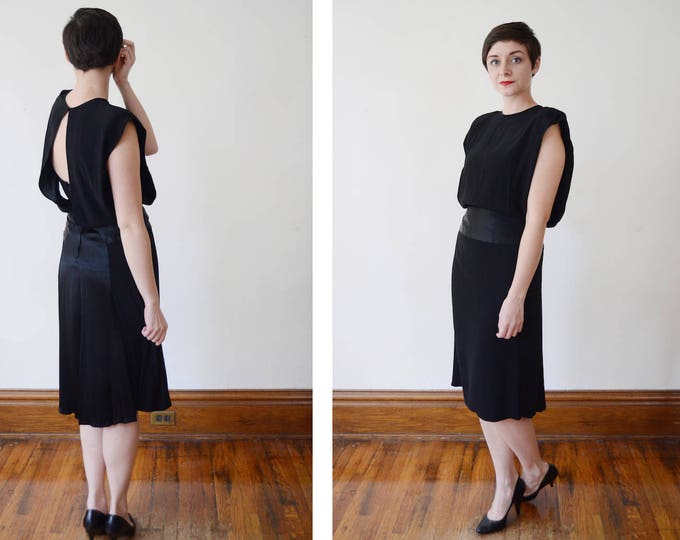 1980s Albert Nipon Black Evening Dress - S/M