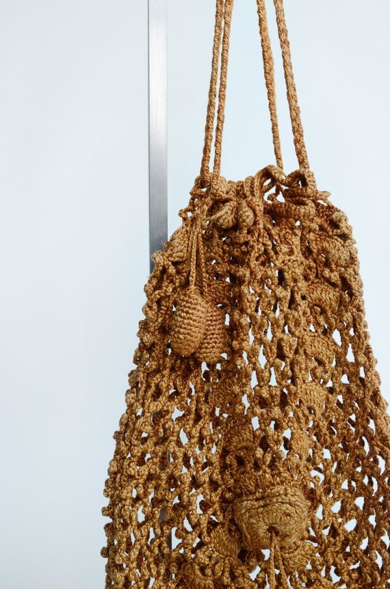 Edwardian Golden Brown Crochet Purse - image 5