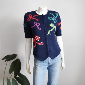 80s Susan Bristol Novelty Bow Cardigan - S/M