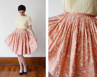 1950s Pink Floral Circle Skirt - XS