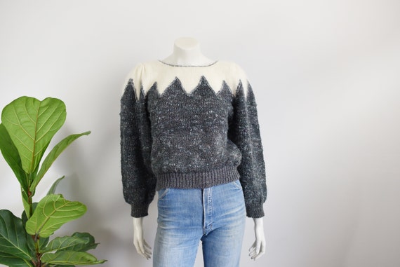 1980s Angora Neckline Sweater - S/M