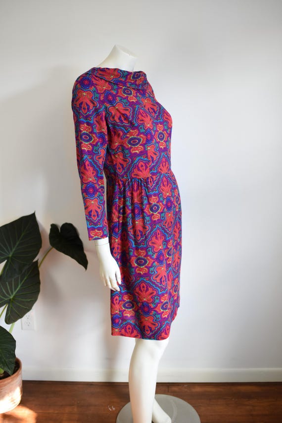 1960s Psychedelic Paisley Dress - M - image 3