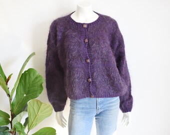 90s Purple Mohair Cardigan - M/L