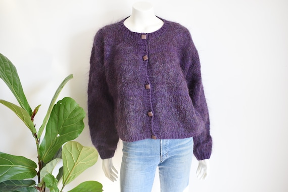 90s Purple Mohair Cardigan - M/L