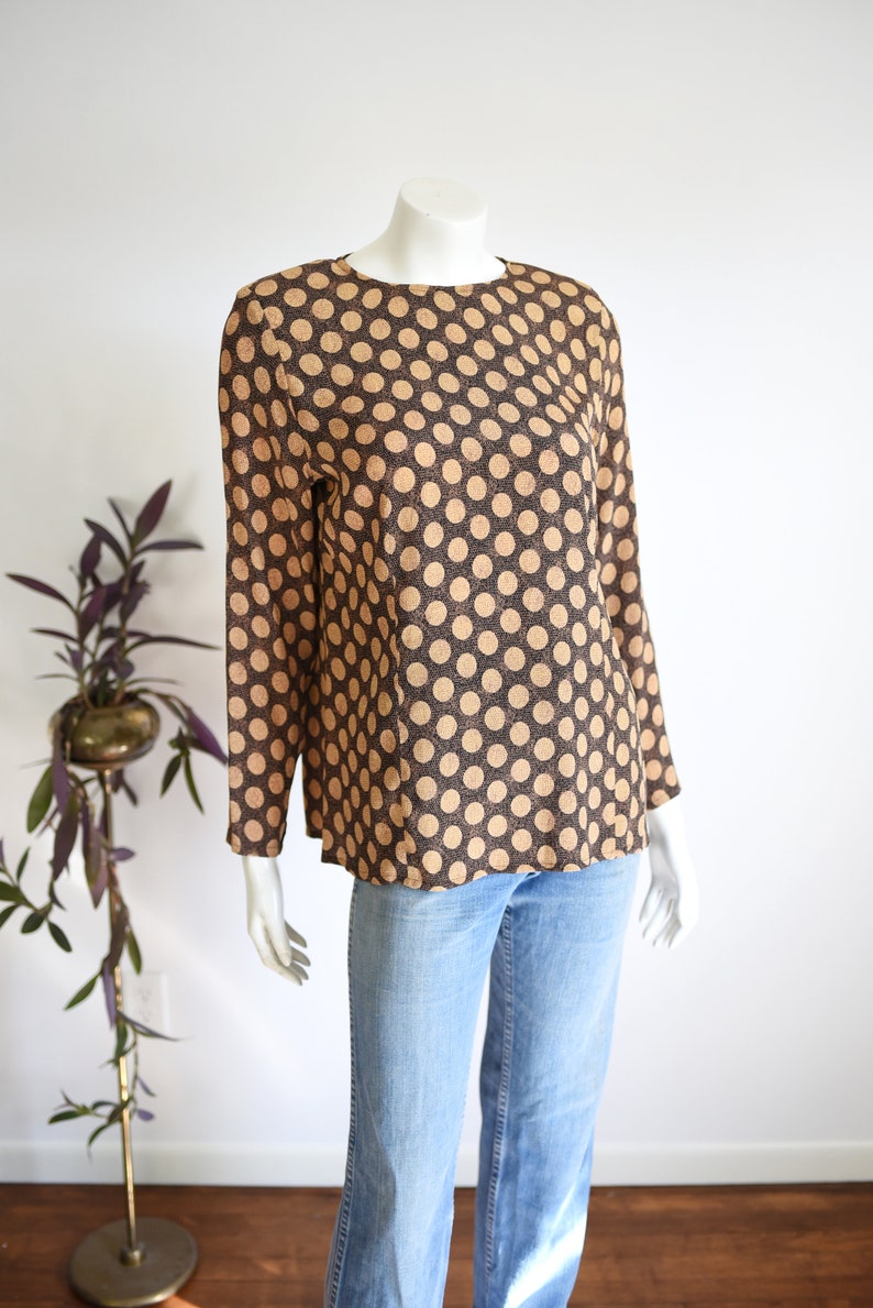 1980s Silk Polka Dot Blouse M image 2