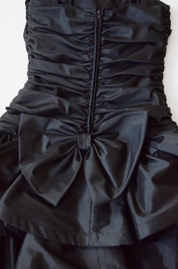 1980s Black Ruffled Party Dress - XS/S - image 8