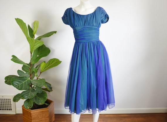 1950s Iridescent Tulle Emma Domb Party Dress - XS