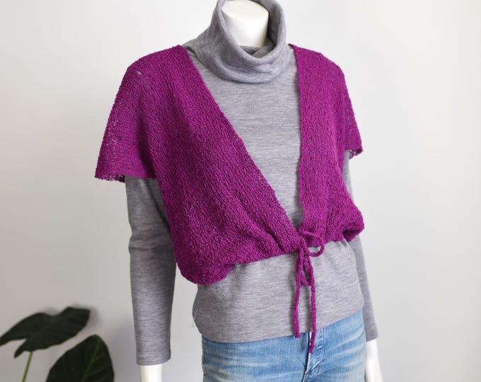 SALE 1980s Purple Knit Shrug - M/L/XL
