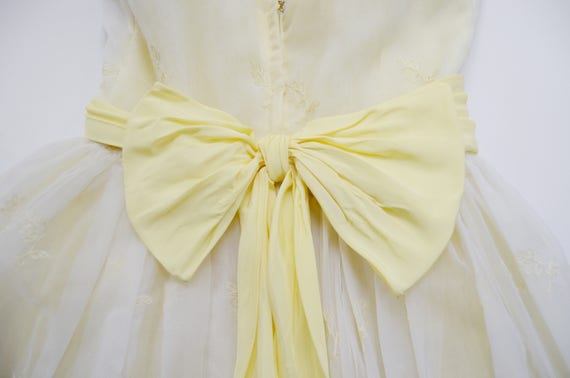 1950s White and Yellow Embroidered Dress - S - image 6