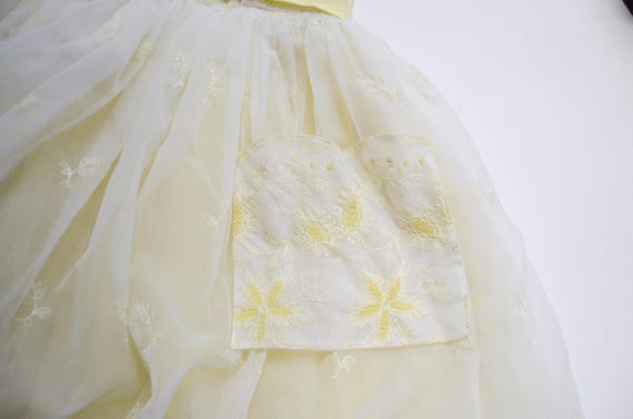 1950s White and Yellow Embroidered Dress - S - image 7