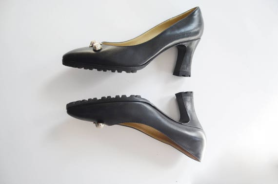 1980s/1990s Black GIANNI VERSACE Leather Heels - image 10