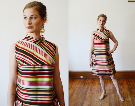 1960s Striped Mod Shiftdress - XS/S