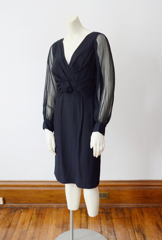 1960s Black Cocktail Dress - S - image 4